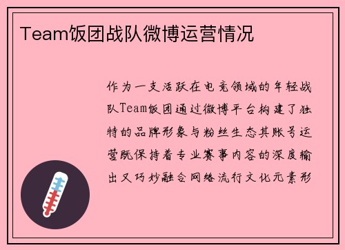 Team饭团战队微博运营情况